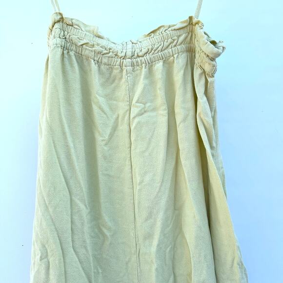 Ali Golden Elastic Jumper Jumpsuit Linen Yellow Citron Wide Leg Alienates Large - Picture 3 of 9